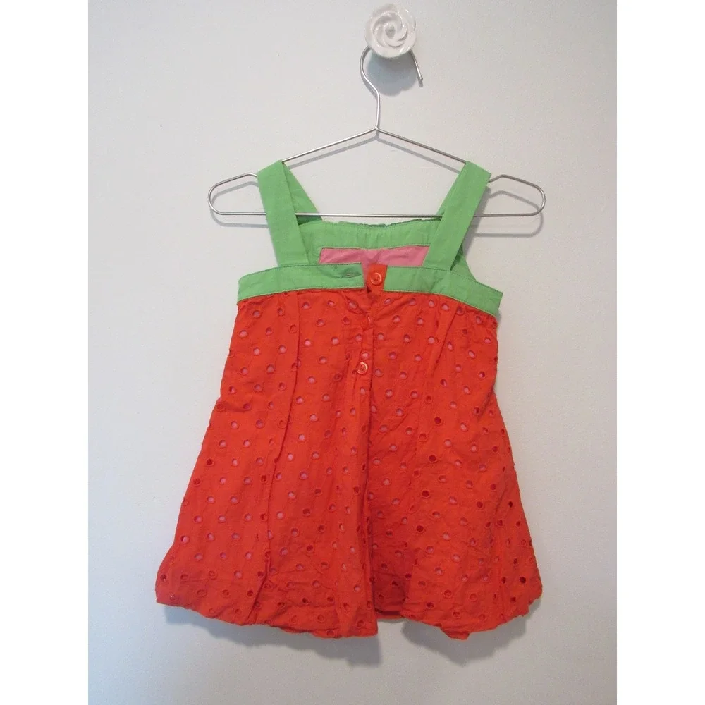 Gymboree Baby Girls Red Strawberry Eyelet Cotton Dress Whimsical Preppy 12-18M